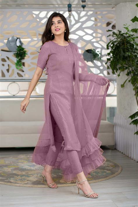 Glorious Light Purple Color Heavy Rayon Sequence Work Designer Salwar ...