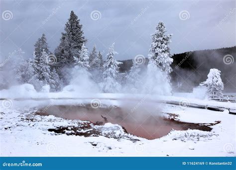 Winter Season at Hot Lake of Yellowstone Stock Image - Image of grand, united: 11624169