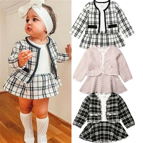 Meihuida - 2PCS Toddler Baby Girls Autumn Winter Clothes Plaids Coat Tops+Tutu Dress Formal ...