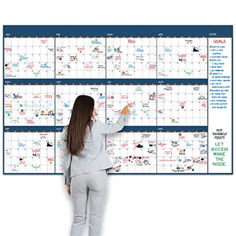 Large Dry Erase Wall Calendar - 48" x 74" - Undated Blank 2021 Reusable Yearly Calendar - Giant ...