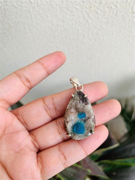 Cavansite Pendant Druzy pendant Handmade Cavansita Silver | Etsy