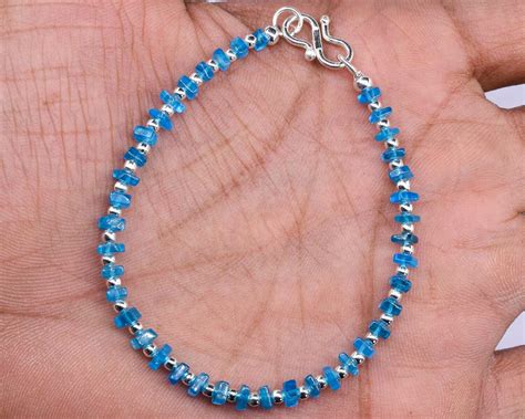 925 Sterling Silver Bracelet Apatite Natural Gemstone Beads 3-4mm 7" XX-0013 | eBay