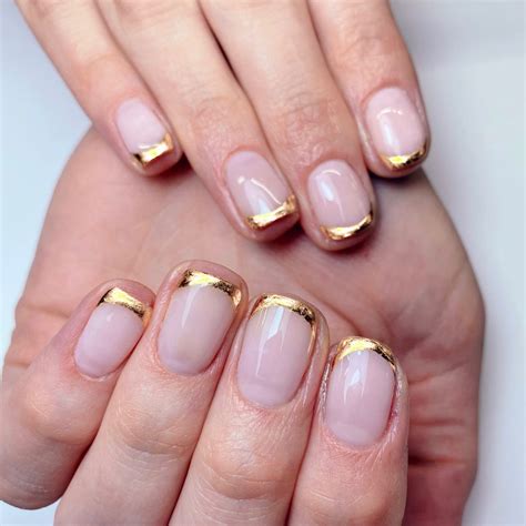 French Nails With Gold Tips