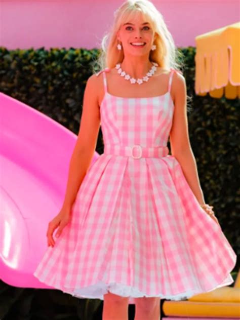 Barbie 2023 Margot Robbie Pink Dress | Barbie Pink Plaid Outfit