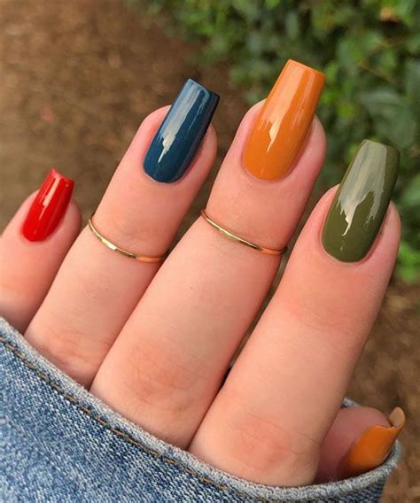 40 Beautiful Nail Design Ideas To Wear In Fall : Mismatched classic ...