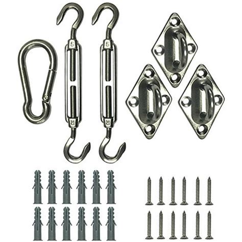 Shade&Beyond 316 Marine Grade Shade Sail Hardware Kit for Triangle Sun Shade Sail Installation ...