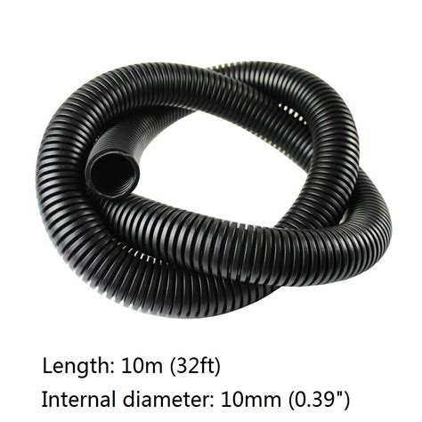 Black Corrugated Tube Conduit PP Polyethylene Tubing Flexible Pipe Hose 32ft 0.39" - Walmart.com