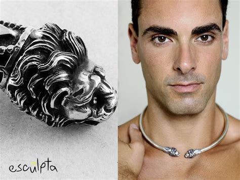 Jewelry: Male Lion Torc Necklace with silver collar by Esculpta Collar Necklace, Men Necklace ...