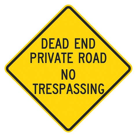 LYLE Dead End Traffic Sign, Sign Legend Dead End Private Road No Trespassing, 18 in x 18 in ...