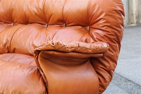 Amazing Italian Low Sofa Cognac Leather Cobianchi for Insa Made in ...