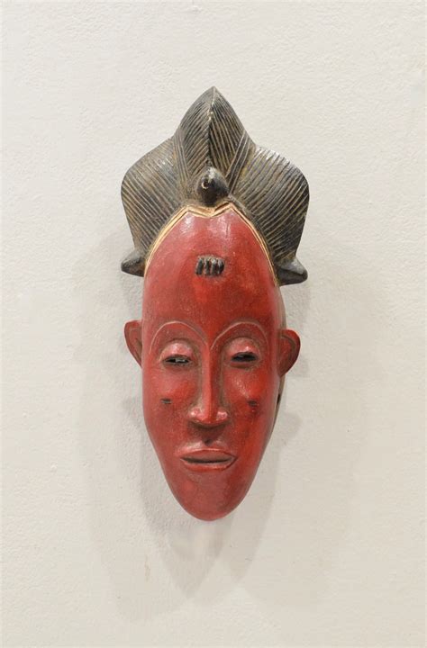 African Mask Wood Crest Baule Tribe Mask