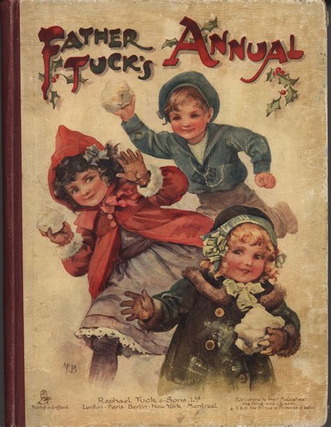 FATHER TUCK'S ANNUAL 1907 for 1908, three children run holding snowballs ready to throw - TuckDB ...