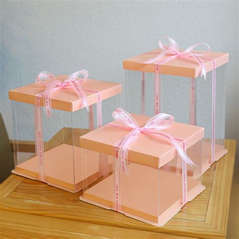 Wholesale Custom Luxury Pink Black White Blue Color Tall Cake Boxes with Board Cupcake Packing ...