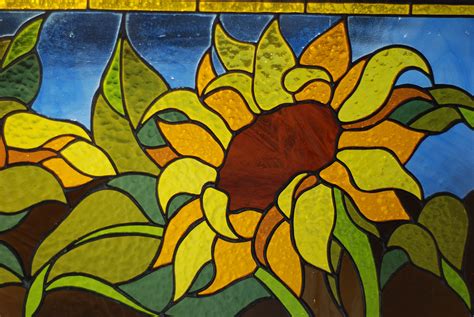Stained glass sunflower Window panel Stained glass window | Etsy