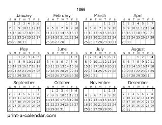 Download 1866 Printable Calendars