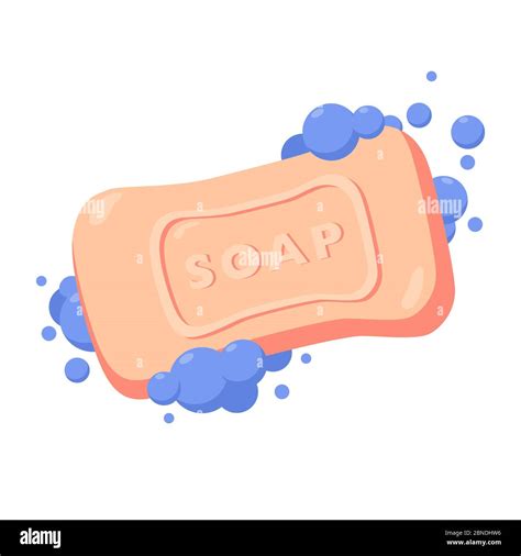 Bar of soap with foam isolated on white background. Vector flat illustration. Soap Bar with ...