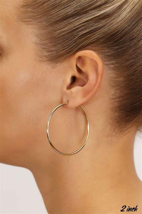 14k Gold Big Hoop Earrings Large Hoops for Women 2 Inch - Etsy