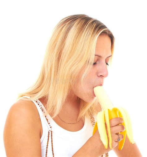 Young Woman Eating Peeled Banana Stock Photo - Image of healthy, beauty: 17471616