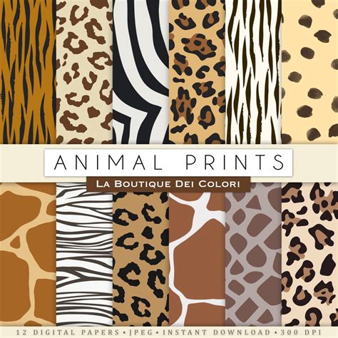 Animal Prints Digital Paper. Safari Scrapbook Paper Pack. - Etsy