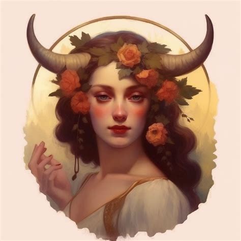 Taurus zodiac sign as fantasy girl with nose ring and earnings, and ...