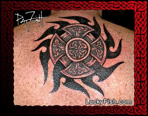 Flaming Celtic Cross Tattoos – LuckyFishArt