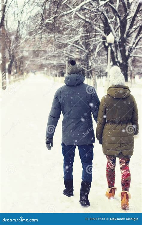 Young Couple Walking Winter Stock Image - Image of caucasian, outdoor ...