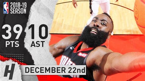 James Harden MVP Highlights Rockets vs Spurs 2018.12.22 - 39 Pts, 10 ...