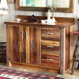Barnwood Vanity with Carved Tree Design - 48 Inch | Black Forest Decor