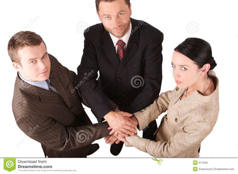 Business team 4 -isolated. Three business people holding hands ...