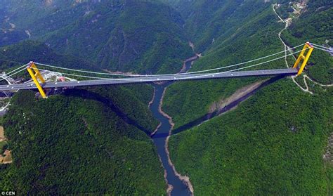 China's impressive mountain overpass built 1,630 feet high over a valley | Daily Mail Online