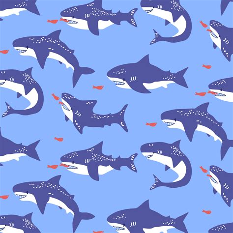 Hand drawn shark pattern background 673942 Vector Art at Vecteezy