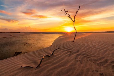 Sunset over Baixa Grande, in the middle of Lençóis Maranhenses National Park, HD wallpaper | Peakpx