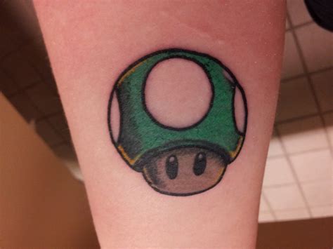 Mario Green Mushroom Tattoo