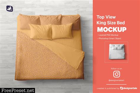 Top View King Size Bed Mockup 4882148