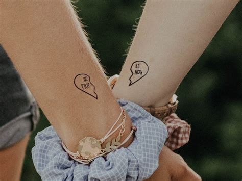 BFF Temporary Tattoo set of 4 Half Heart Fake Tattoos for | Etsy Australia