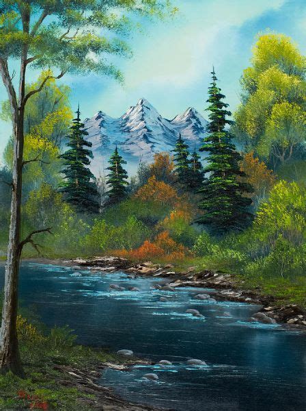 Bob Ross painting - used to watch him on PBS! His voice . . .! Easy Landscape Paintings, Nature ...