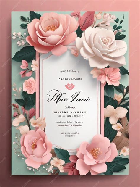 Premium Photo | Floral and luxurious wedding invitation card template