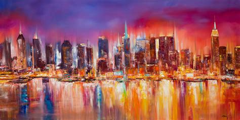 Vibrant New York City Skyline Painting by Manit - Pixels