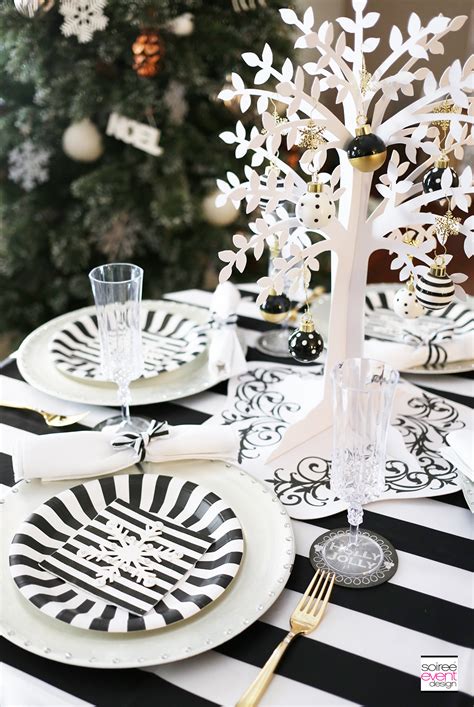 Design a Stylish & Affordable Black and White Christmas Tablescape! - Soiree Event Design