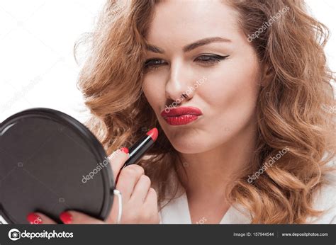 Woman with red lipstick — Stock Photo © DenisDenisenko #157944544