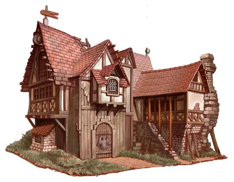 ArtStation - House (drawing training), San Yi | Fantasy house, House ...