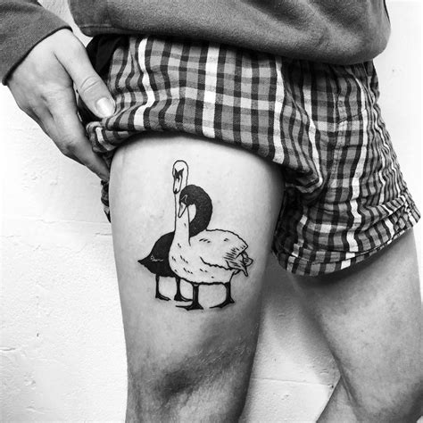 Black and white swan by @alexbergertattoo - Tattoogrid.net