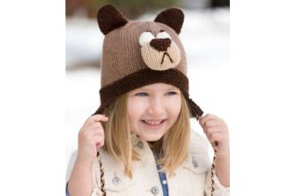 Red Heart - Bashful Bear Hat in Super Saver (downloadable PDF) Fall Knitting Patterns, Knitting ...