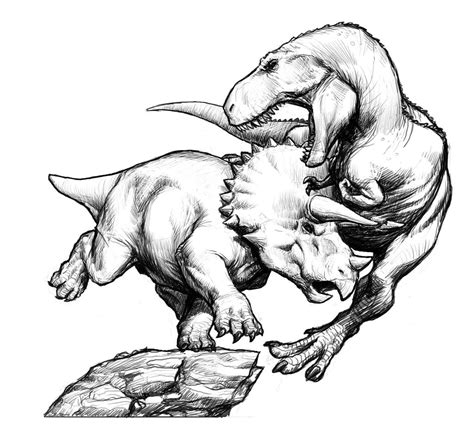 Triceratops vs T-Rex by martinorona on DeviantArt