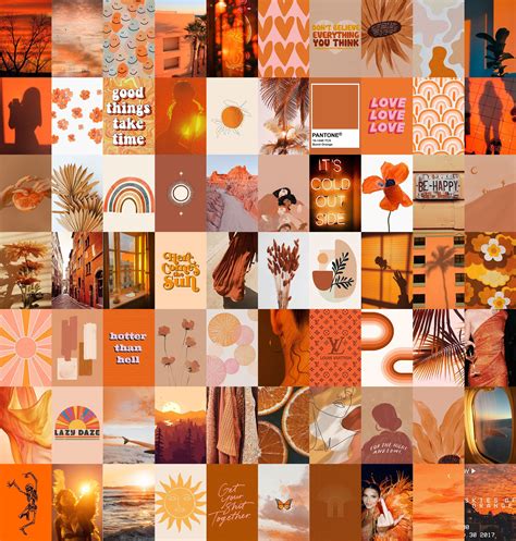 Boho Burnt Orange Wall Collage Kit Photo Wall Collage - Etsy | Photo ...