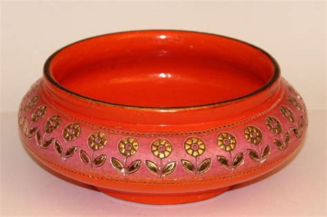 Vintage Bitossi Large Italian Art Pottery Bowl Centerpiece Orange Raymor 1960's | Pottery bowls ...