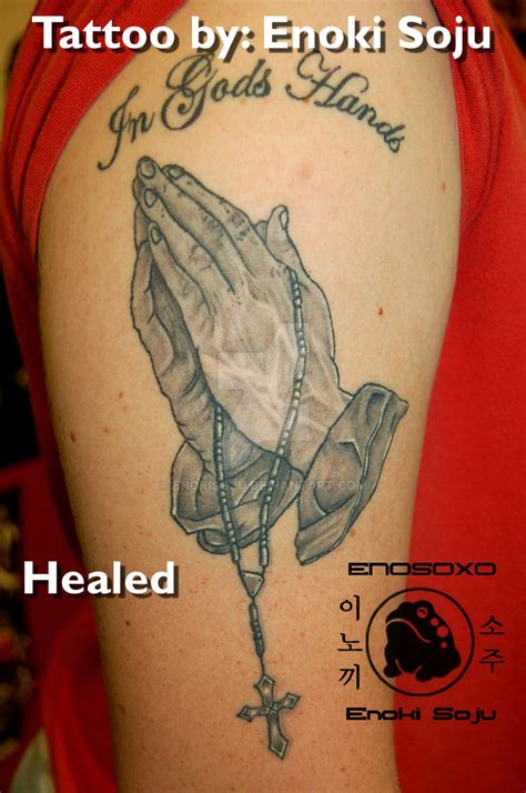 HEALED Praying Hands and Rosary Tattoo by enokisoju on DeviantArt