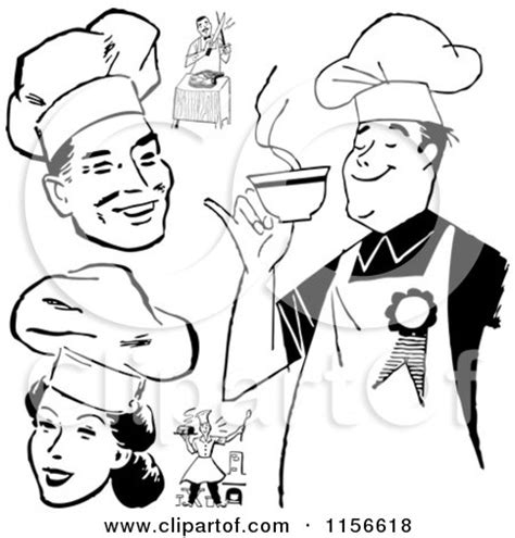 Black and White Retro Chefs Posters, Art Prints by - Interior Wall ...