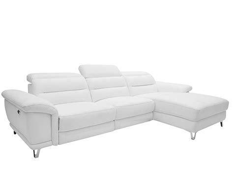 Modern Sofa - Lorenzo Modern Double recliner Sectional White Leather - mh2g