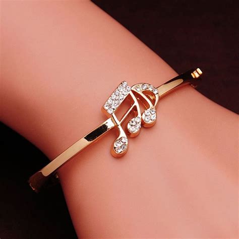 Music Notes Bracelet for Women - Austrian Crystal Rose Gold Color | Music bracelet, Music note ...